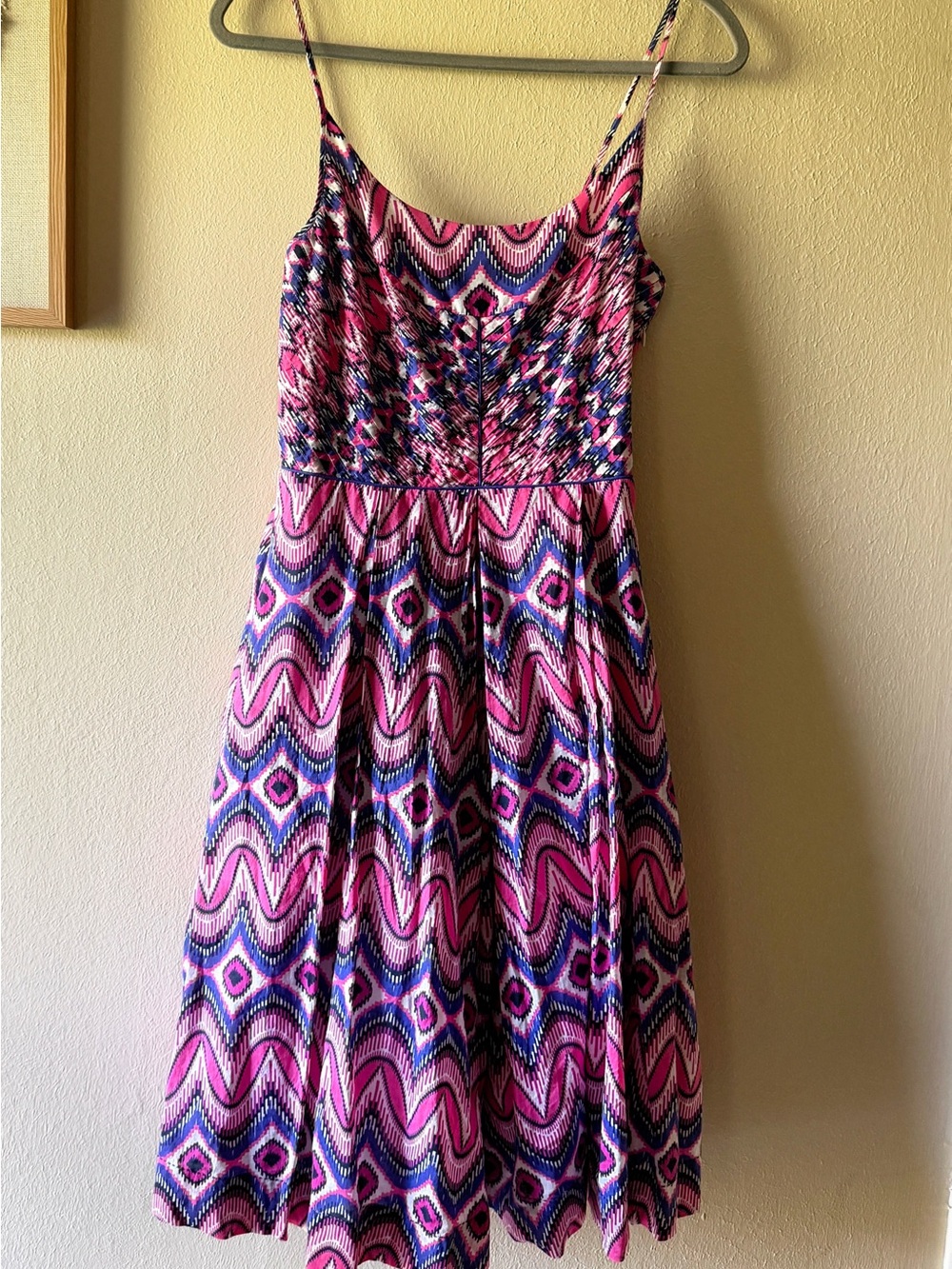 Tory Burch Malta Cotton Chevron Midi Dress Pink Purple White Size 2